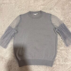 THML Gray Top with Sheer Sleeves